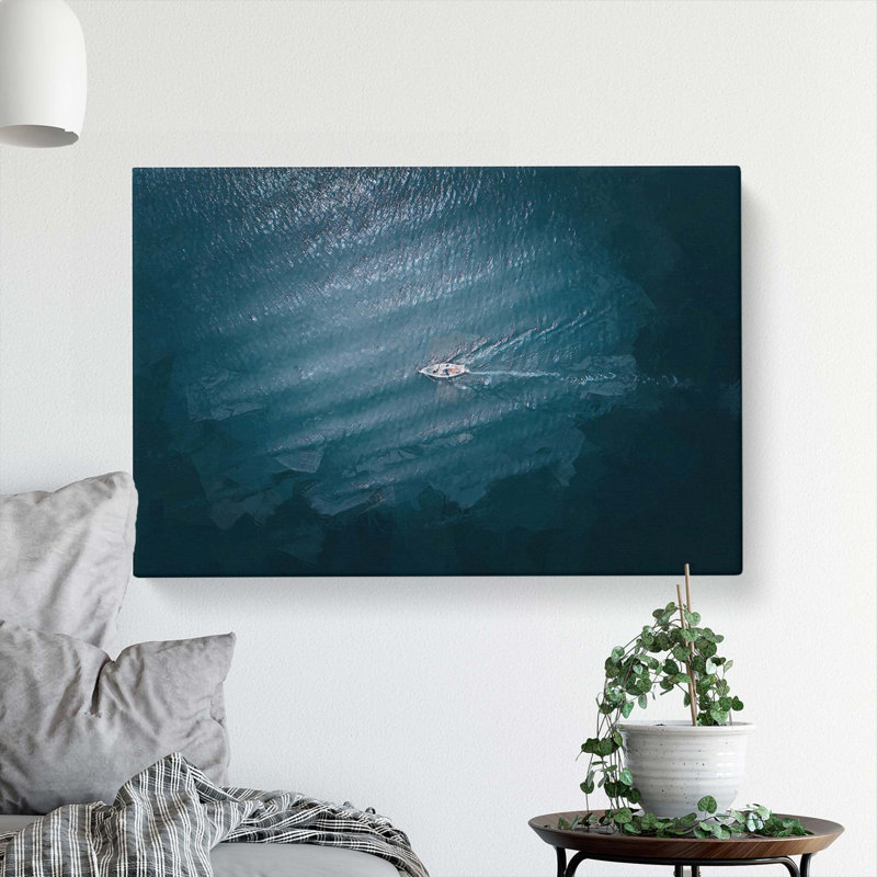 Boat In The Open Sea In Abstract - Wrapped Canvas Print, 35cm H x 50cm W x 3cm D