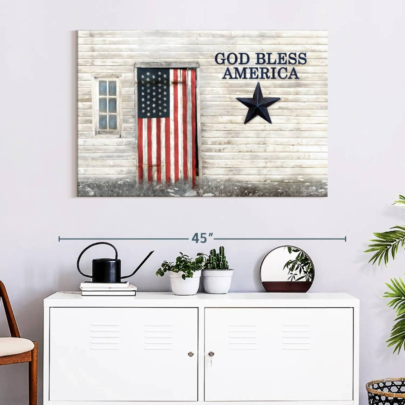 Borges God Bless American Flag, 26" H x 39" W