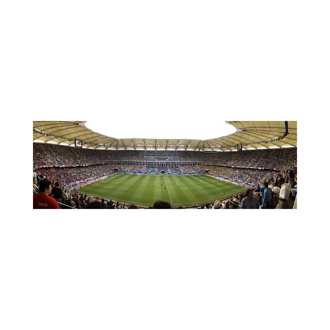 Crowd In A Stadium To Watch A Soccer Match, Hamburg, Germany - Wrapped Canvas Panoramic Print