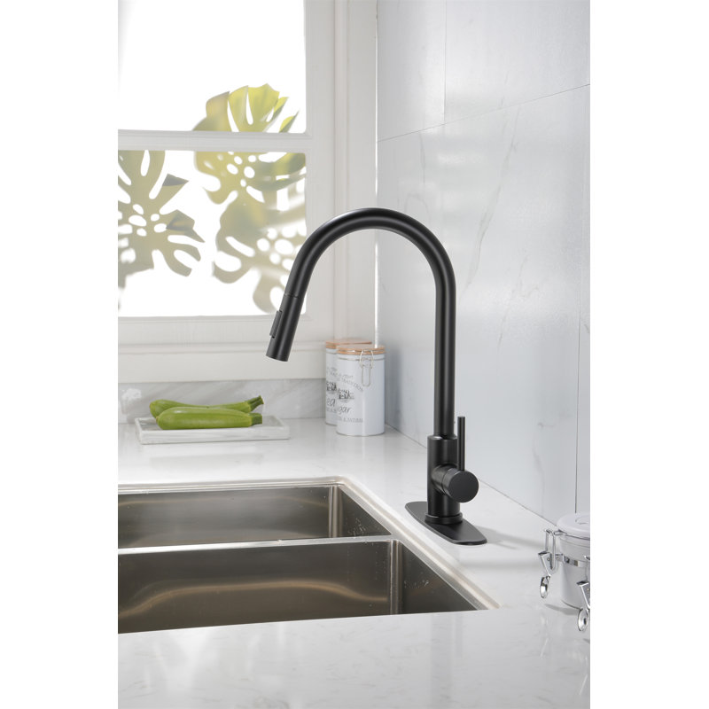 Kitchen Faucet With Pull Down Sprayer, Matt Black