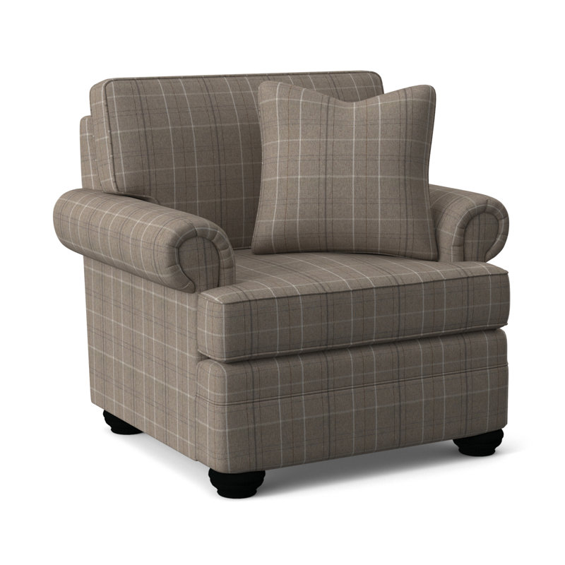 Bradbury Armchair, Taupe Plaid; 0126-73, Black Finish
