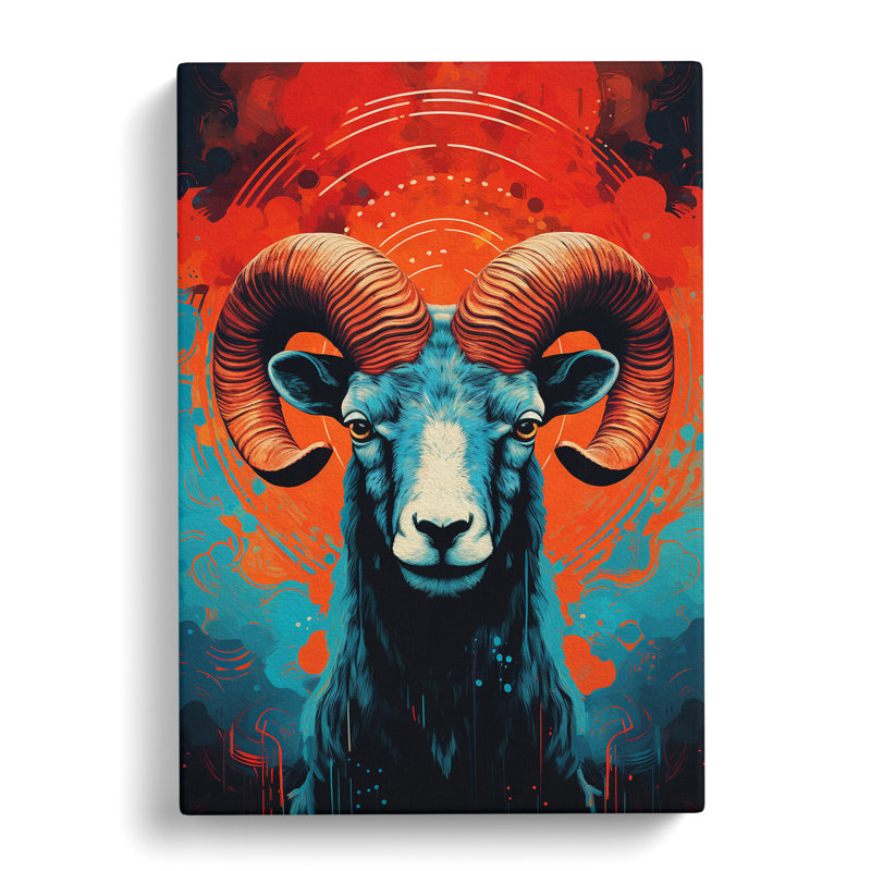 Aries Zodiac Colour Field - Wrapped Canvas, 50cm H x 35cm W x 3cm D