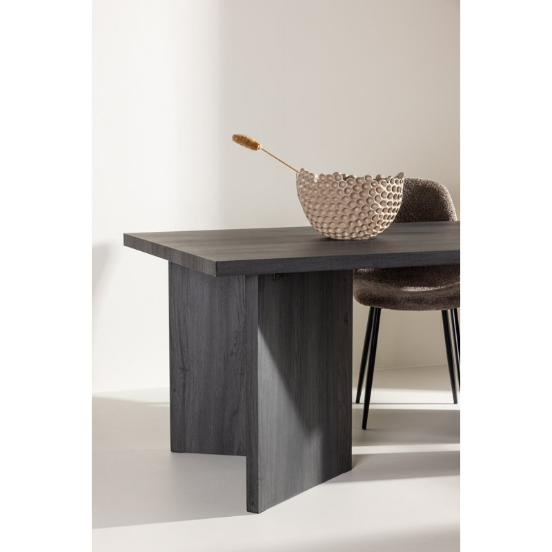 Petar Poplar Rectangular Dining Table, 75cm H x 180cm L x  90cm W, Black