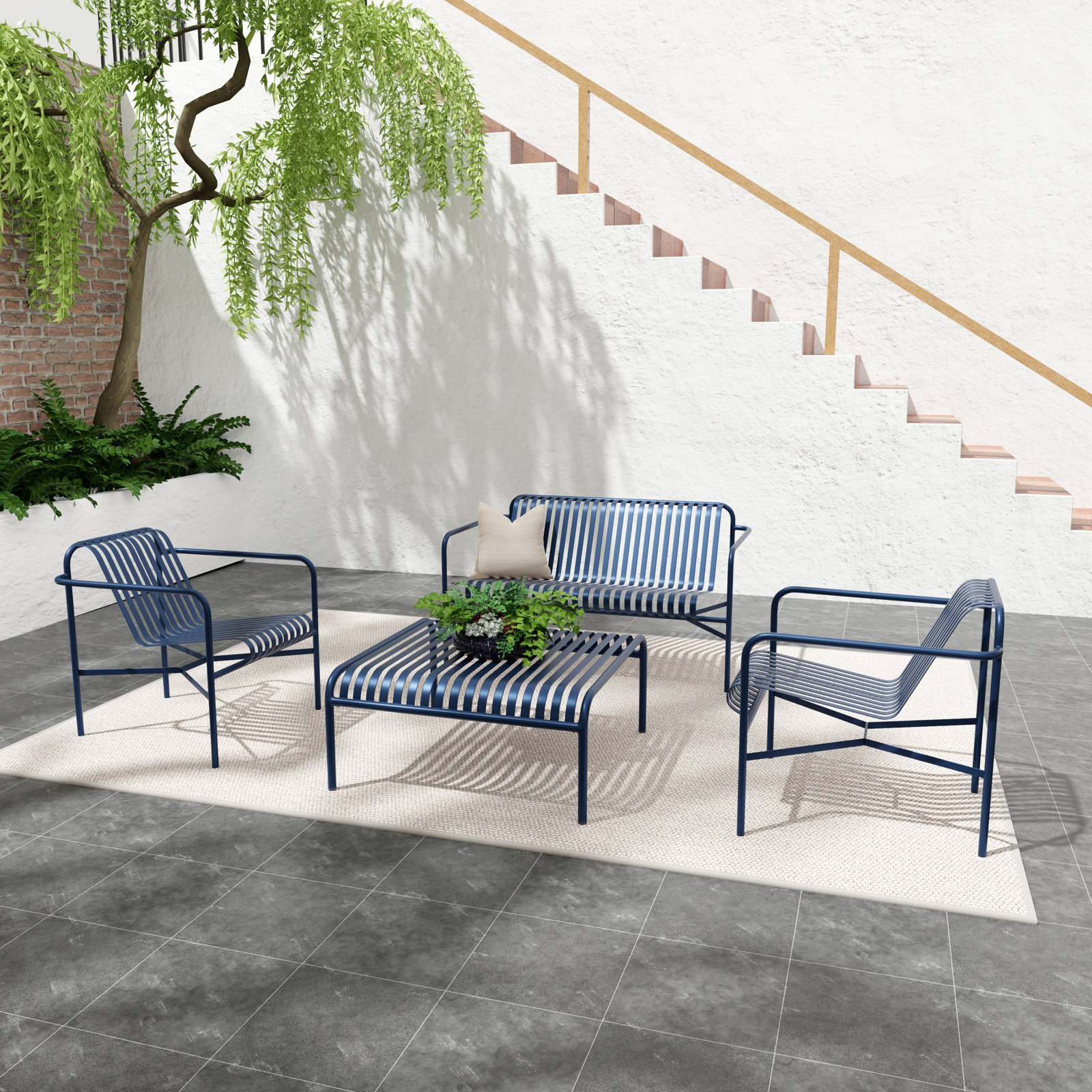 Winchester 36" Patio Table, Dark Blue