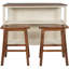 Ensemble d'îlot de cuisine en bois massif 3 pièces avec 2 tabourets, brun classique, table de bloc de boucher de 45 pouces, tablettes ouvertes