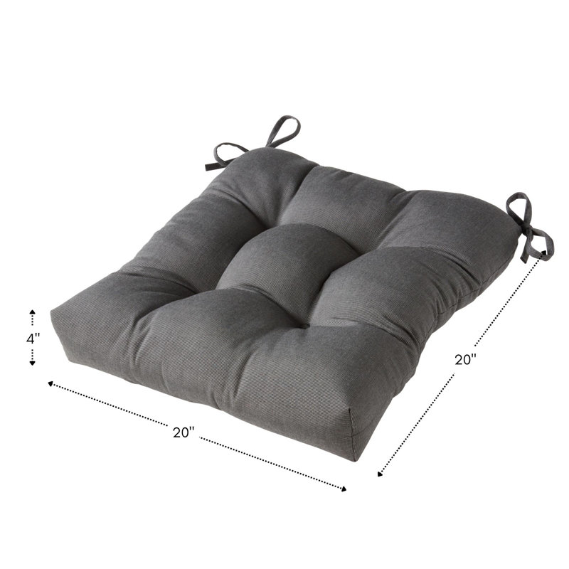 Royzell Sunbrella Outdoor 20'' Dining Chair Seat Cushion, Canvas Coal