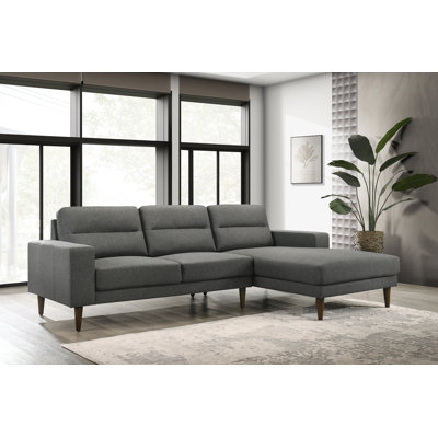 Loseff Pointer 2-Piece Fabric Upholstered Sectional, Grey