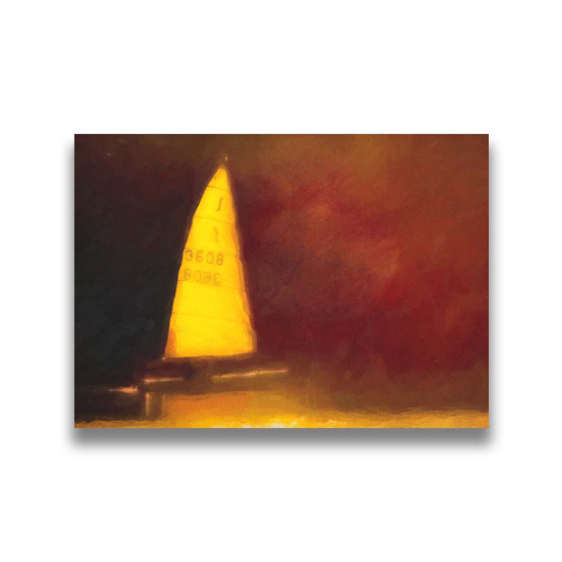 Voile dans un soleil sépia par Hal Halli. Estampe numérique, H 30,5 po x l 40,5 po, Impression encadrée sans passe-partout