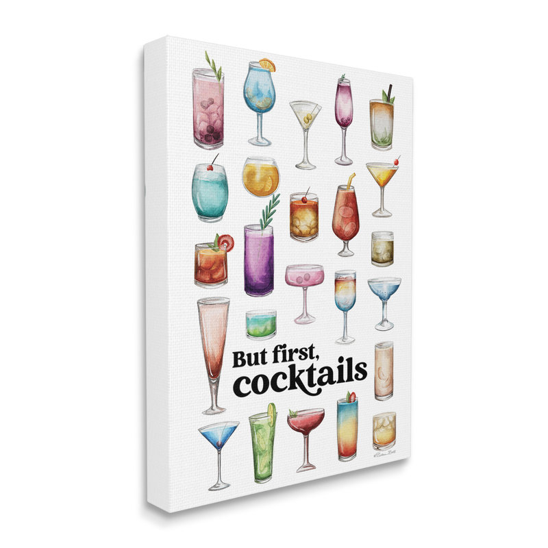 «But First Cocktail Wraraps Canvas» par Susan Ball sur toile, H 20 po x l 16 po