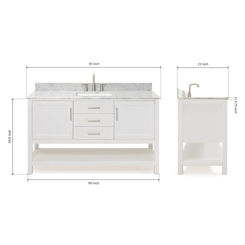 Bayhill 61'' W Single Vanity, White