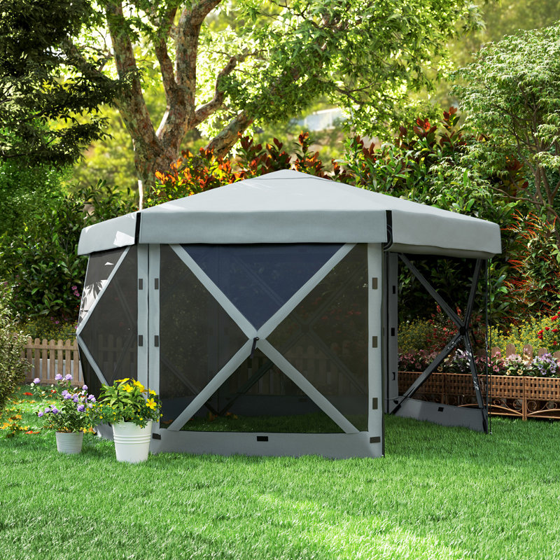 Pop Up 26 Ft. W x 26 Ft. D Fibreglass Soft-top Canopy, Light Grey