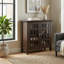 Armoire basse transitionnelle en bois massif l 32 "avec portes en verre et tablettes réglables Bedford-361804172