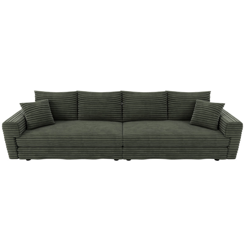 Canapé 102,4 po à 4 places en velours côtelé rembourré avec ressorts amovibles et sinueux, assurant un confort supérieur, coussins modernes et confortables, support optimal