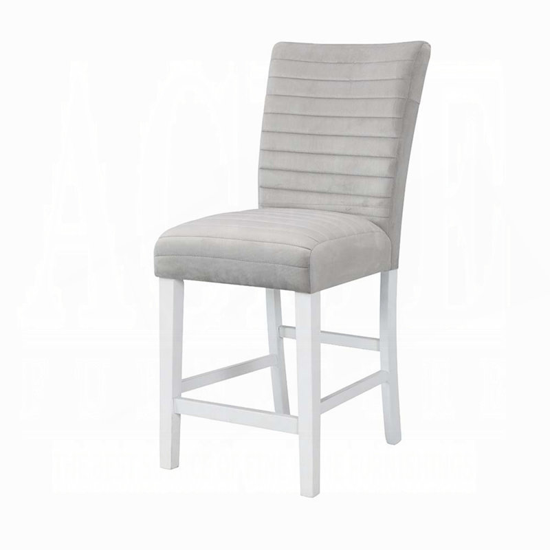 Ensemble de 2 tabourets gris et blancs rembourrés à hauteur de comptoir