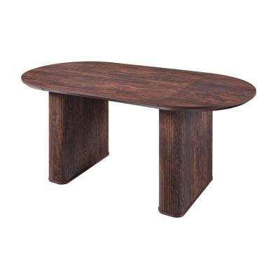 63" Fluted Oval Dining Table Double Pedestal Kitchen Table For 6 With Thickened Edge, Luxury Table For Dining Room/Kitchen by George Oliver