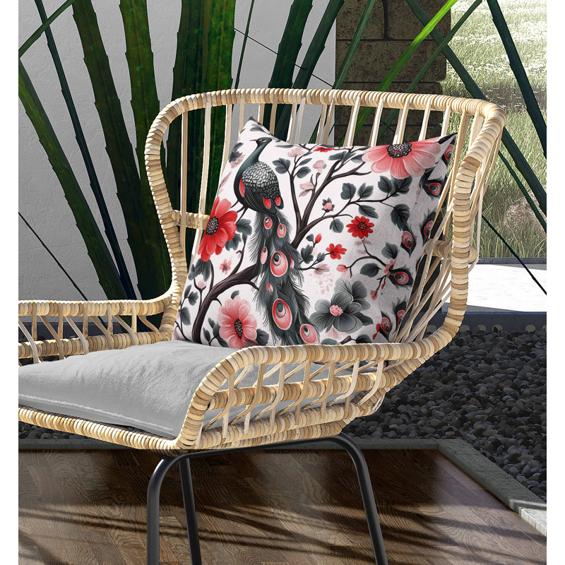 Coussin intérieur / extérieur Vibrant Vista, Vert/rose, Carré 26 po