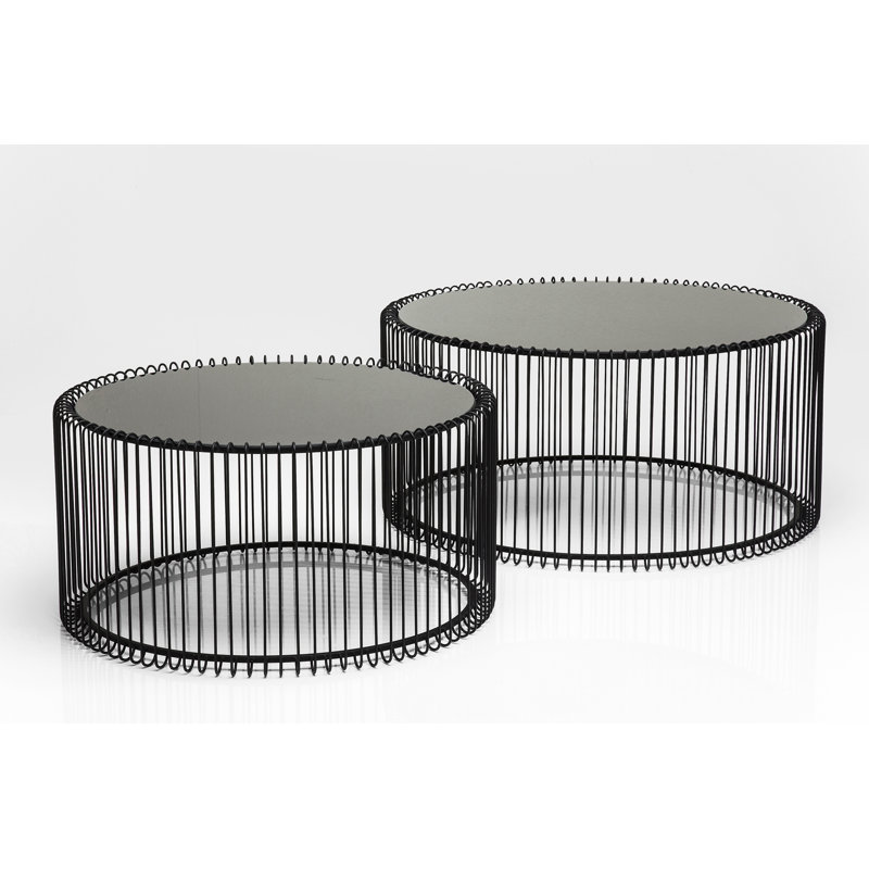 2-piece coffee table set Wire, Black