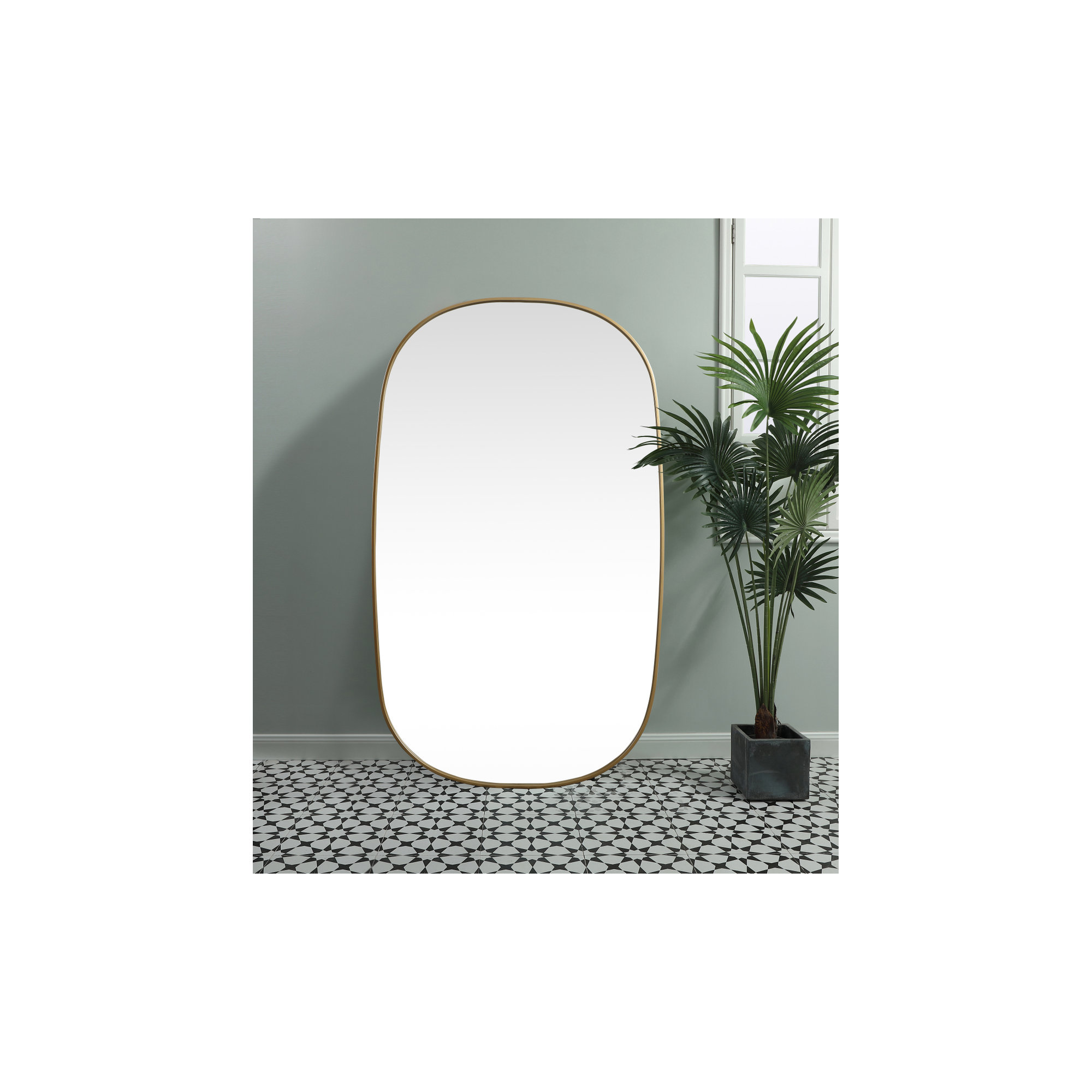 Bertin Metal Oval Wall Mirror, Brass, 60"  x 36" 