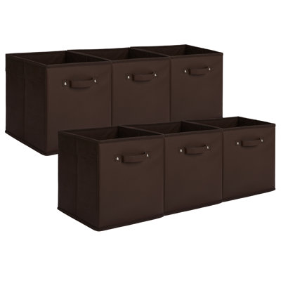 Organisateur de cubes de rangement 11 pouces, paquet de 6 bacs pliables avec poignée en cuir et côtés renforcés