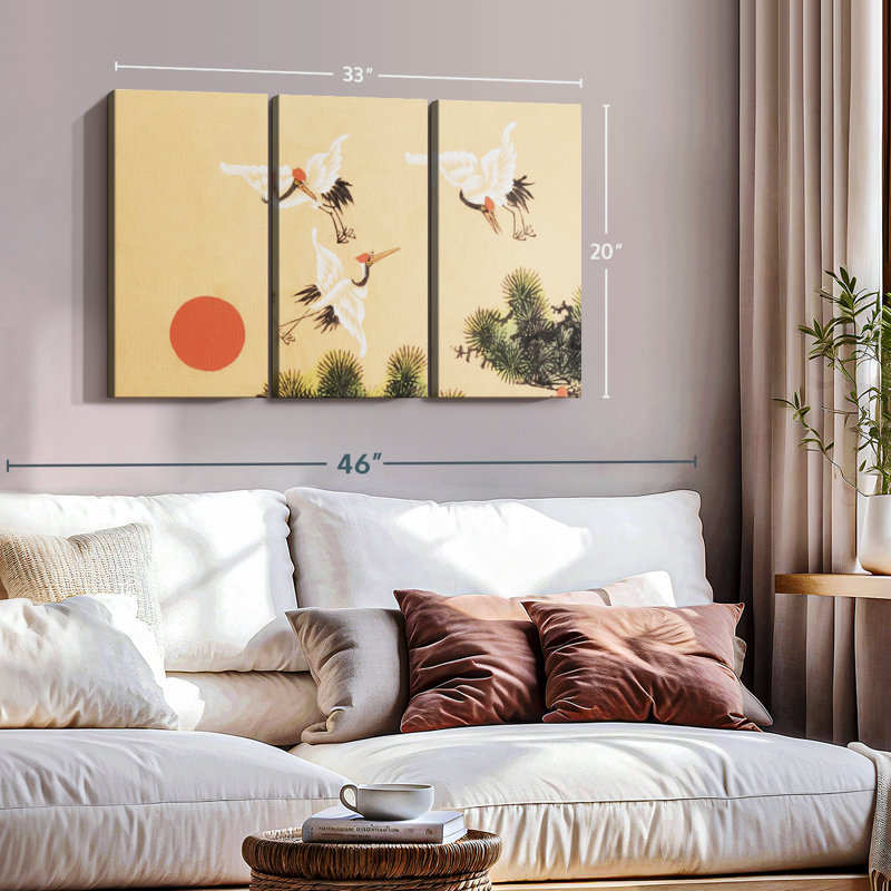 "Cranes Sumi E" sur toile, H 20 po x l 33 po x P 1,25 po