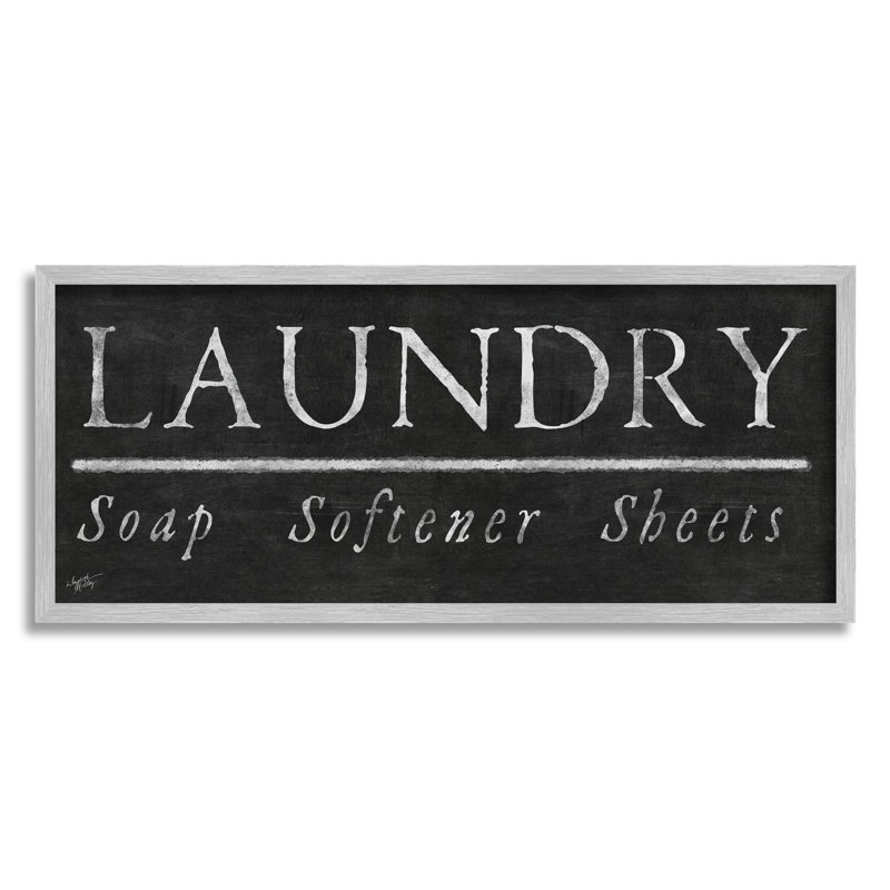 «Laundry Materials Black Rustic Chalkboard Signage» par Elizabeth Medley - cadre texturé sur toile