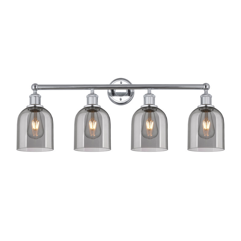 Éclairage pour salle de bain 4 lumières Bella, Chrome poli, Gris fumée clair