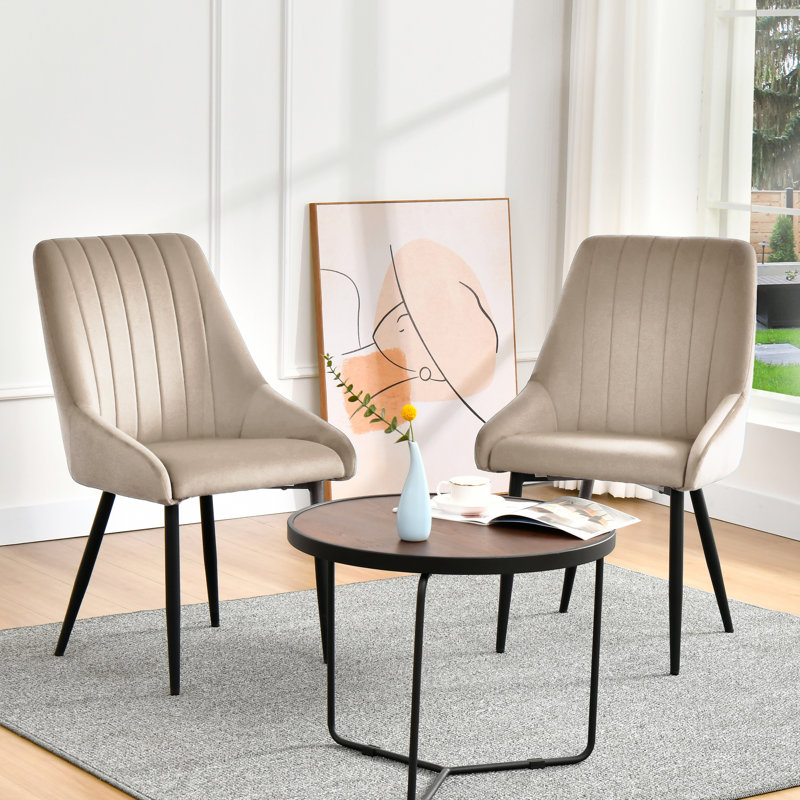 Chipman Velvet Upholstered Dining Chair, Khaki