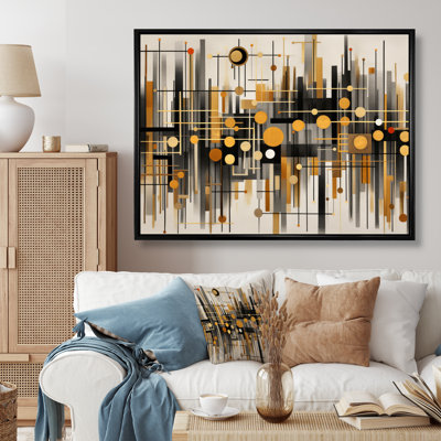 Motifs infinis dorés et noirs encadrés sur toile