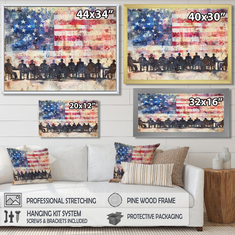 Lakina - Patriotiste américain, art mural, H 30 po x l 40 po, Impression encadrée flottante, Brun