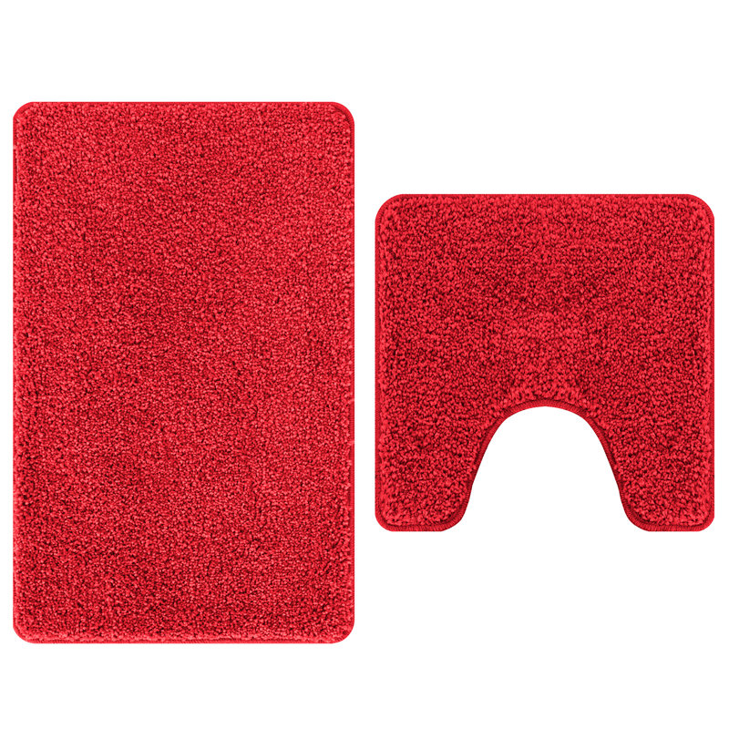 Polyester Standard Water-Resistant Materials Bath Mats, Red