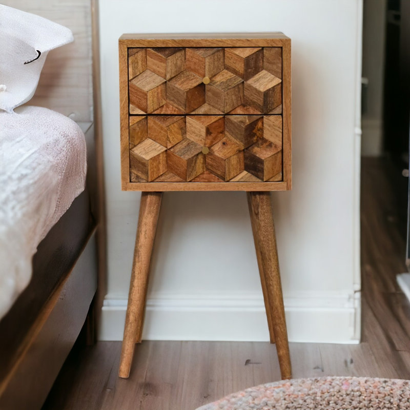 30 cm W Solid Wood Bedside Table