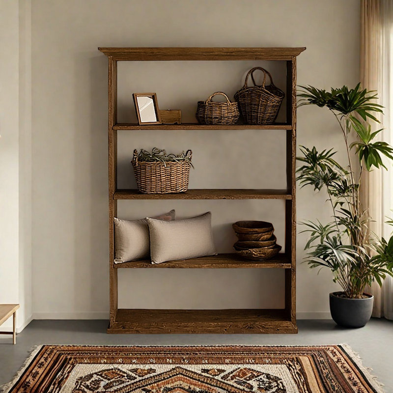 Chinese style solid wood open bookcase