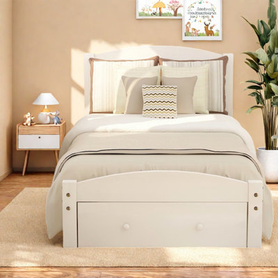 Lits simples en bois compacts avec tiroirs de rangement, style moderne