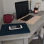 Bureau d'ordinateur de coin, finition brune
