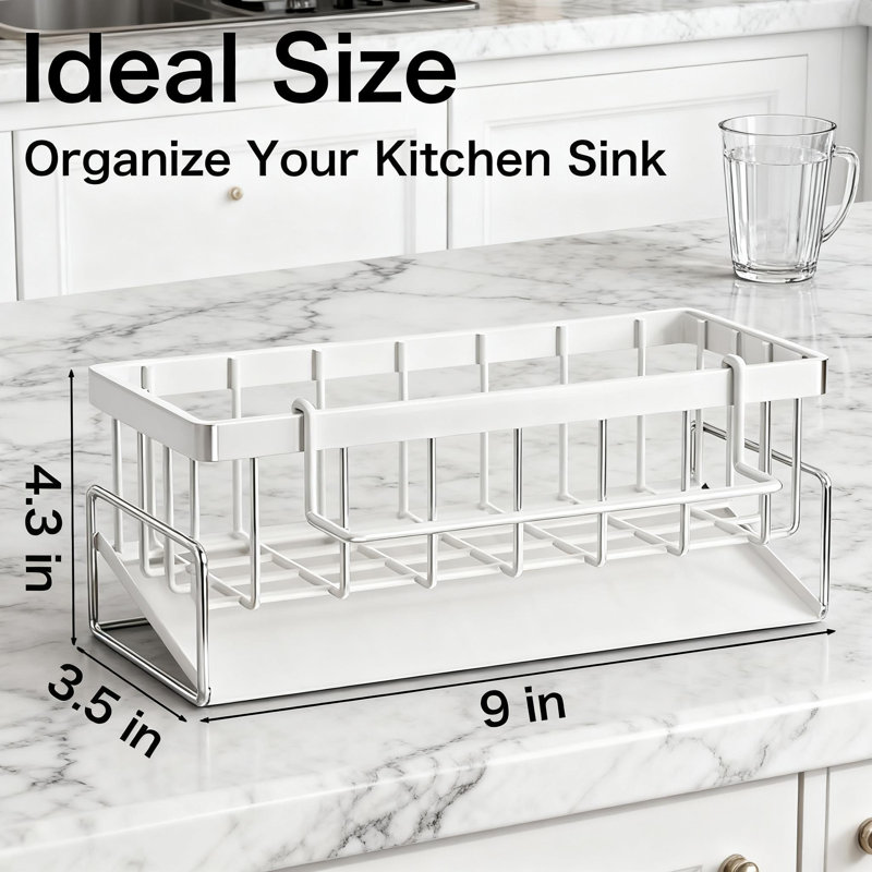 Kitchen Sink Sponge Holder And Organizer Caddy With Self Draining Design, Rustproof Storage Rack For Sponges Brushes Soap Dispensers And Towels