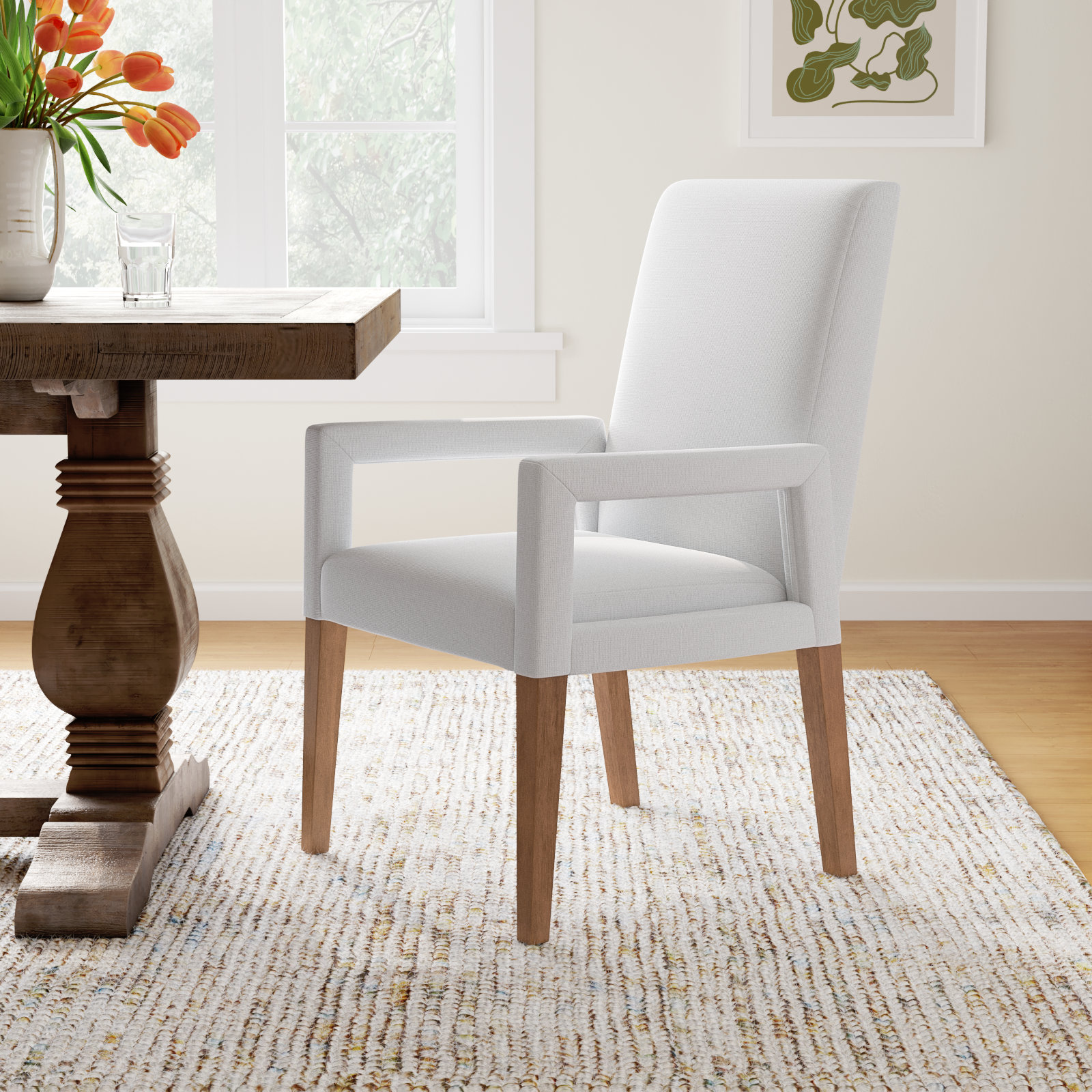 Risette Oak Dining Armchair, White