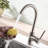 Commercial Kitchen Sink Faucet - Stainless Steel, Single Handle, Brushed Nickel, Long-Lasting Build Quality Steel Grade, Hole Design