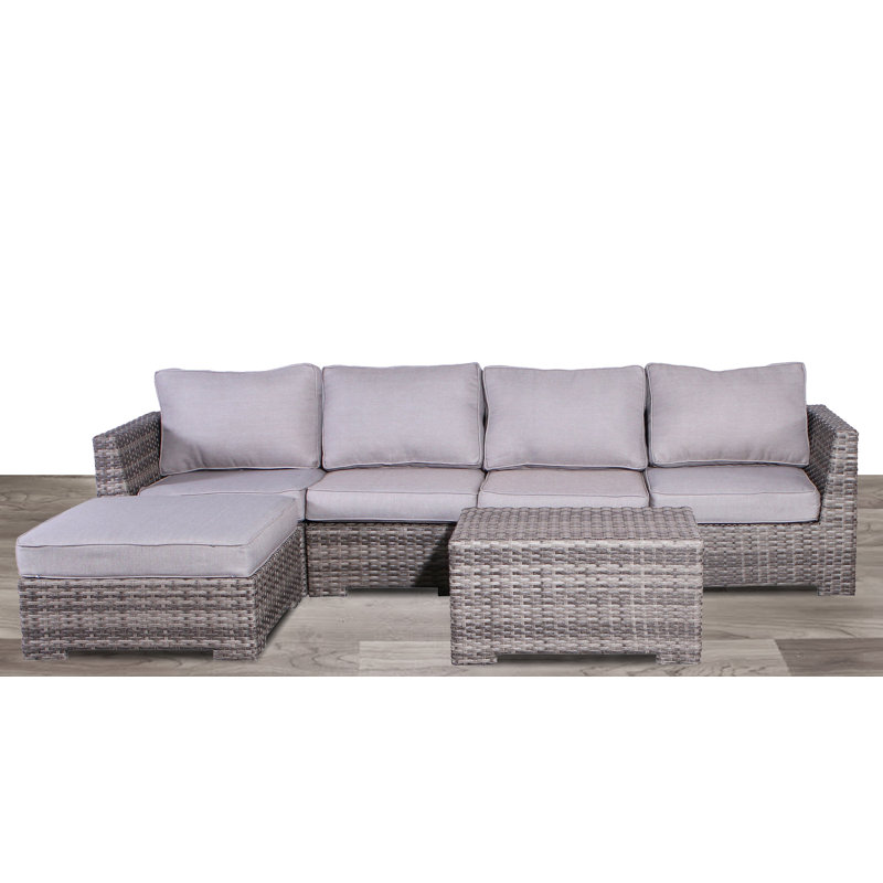 Kirkby Wicker Fully Assembled 5 - Person Seating Group with Cushions