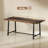 Long Industrial Dining Table - 70.9" x 33.5", Rustic Brown, Steel Legs, Seats 8-1414574080