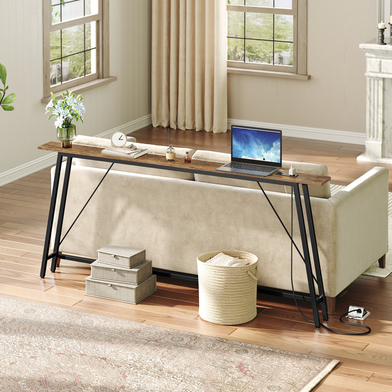 Sneed Narrow Console Table Entryway Table with Power Outlets , 32.3" H x 70.9" W x 5.9" D