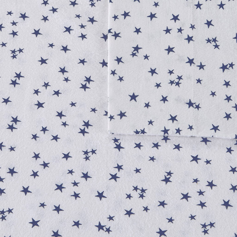 Ensemble de draps en flanelle de coton Gracie Mills, Ensemble de draps pour lit double avec 2 taies d'o, Bleu