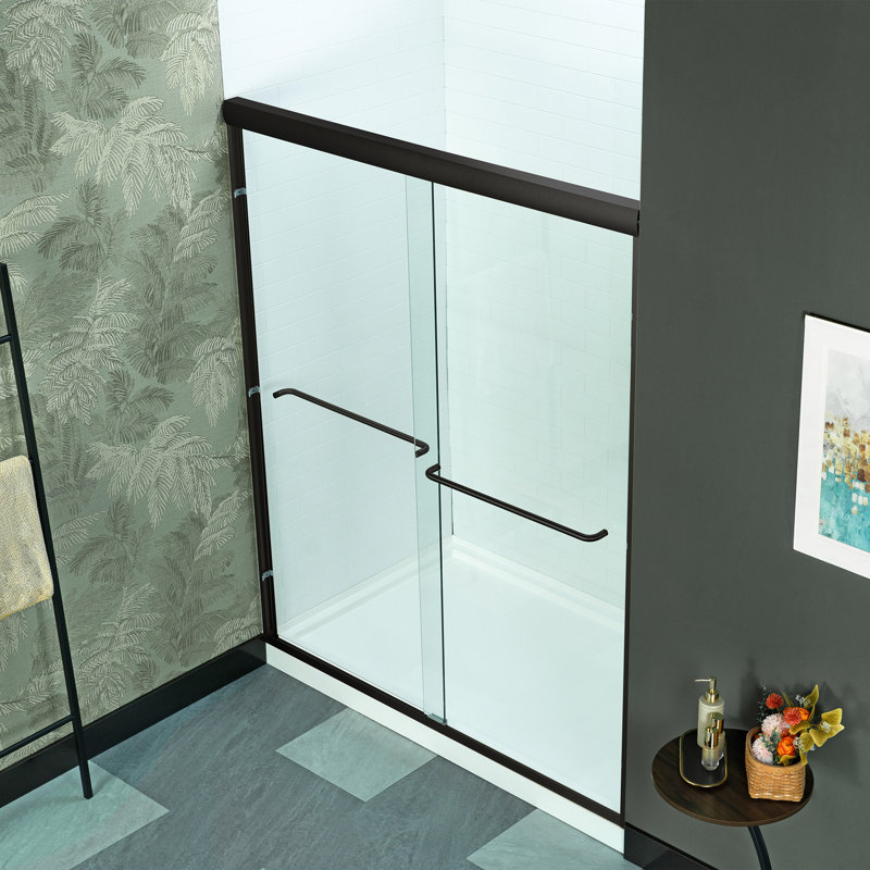 WOODBRIDGE Double Sliding Shower Door 56-60" Width x 72"Height with 5/16"(8mm) Clear Tempered Glass, Matte Black