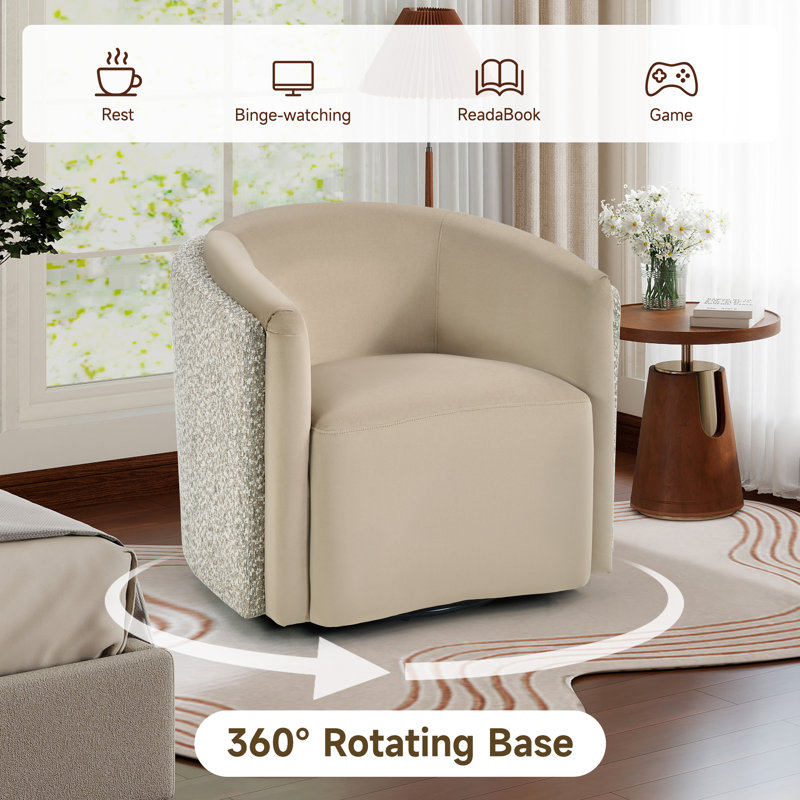 33.5" W Contemporary Soft Upholstered Swivel Arm Accent Chair