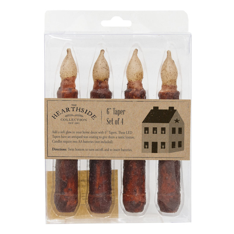 Unscented Flameless Taper Candle, Burgundy
