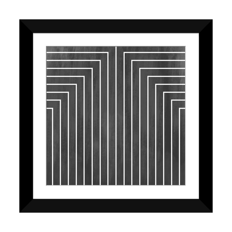 «Mid Century Modern Art», reproduction sur toile tendue, H 24 po x l 24 po x P 1 po, Papier avec cadre noir, Blanc