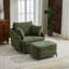 Chaise pivotante rembourrée avec repose-pieds avec rangement-101644159