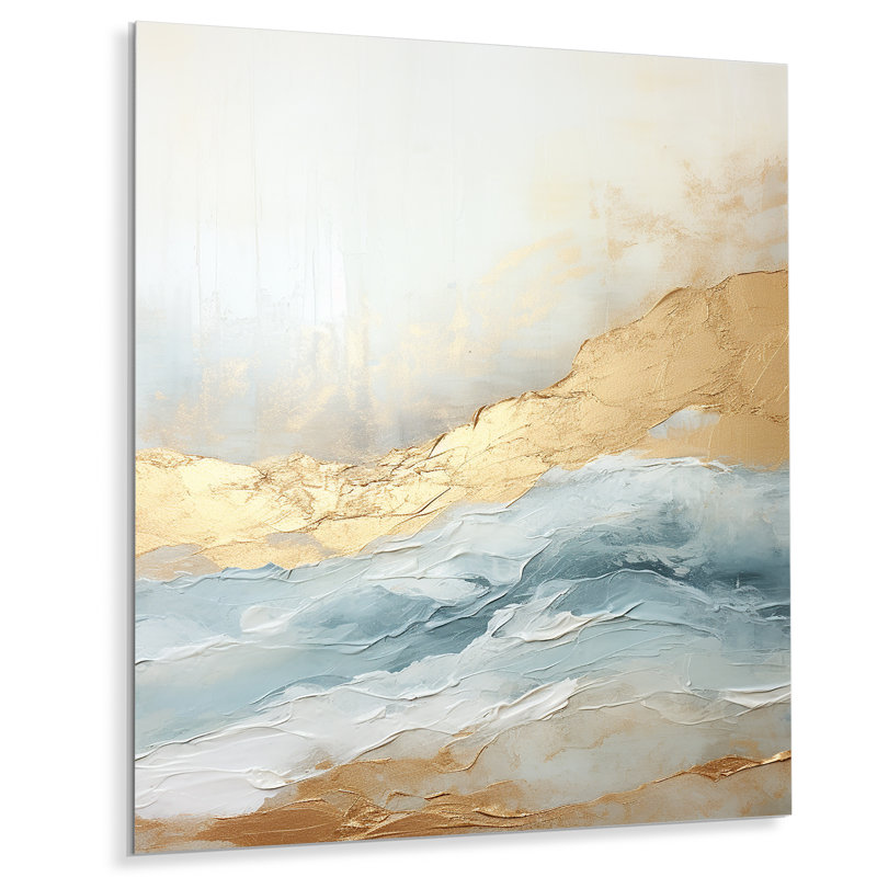 «Beige Blue Gold Ocean Storm» sur, H 32 po x l 16 po x P 1 po