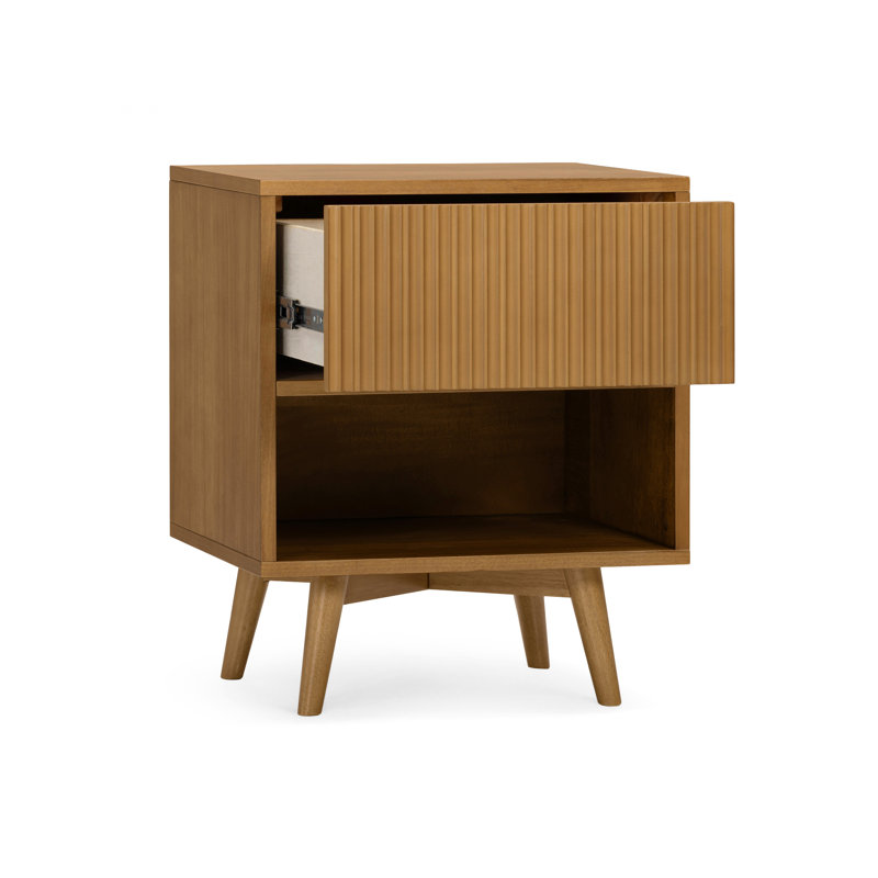 51cm W Solid Wood Bedside Table, Natural