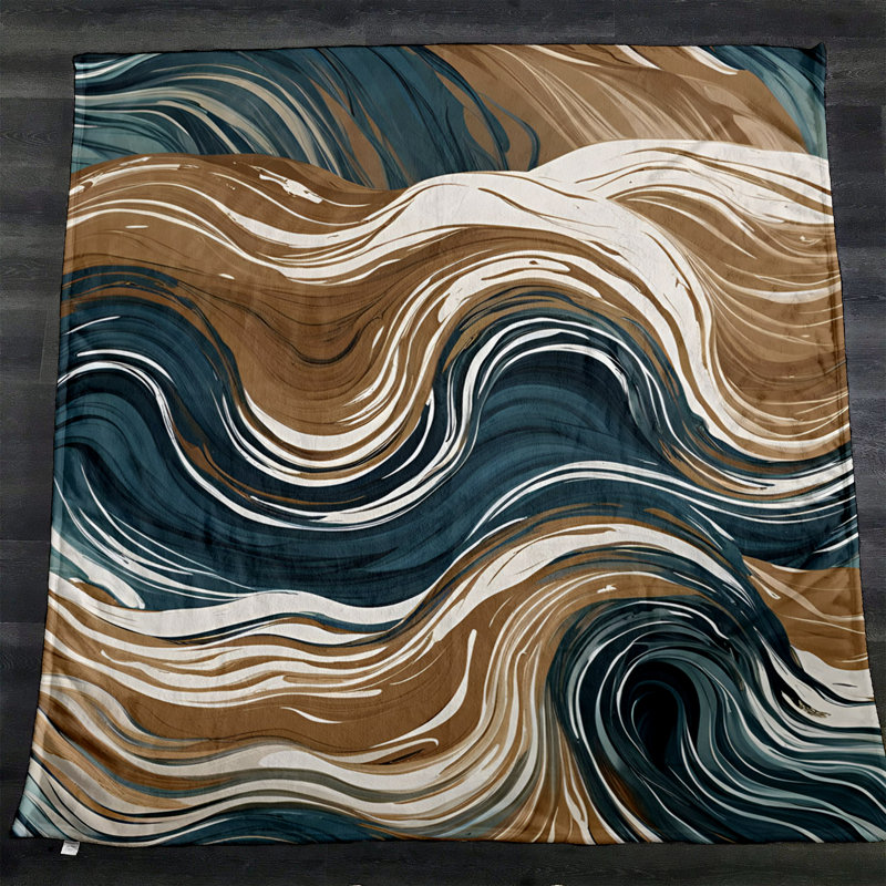 Throw Blanket, 68" W x 80" L, Swirl, Dark Blue