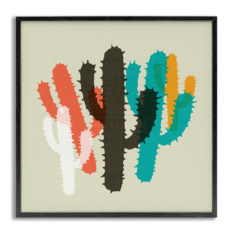 Art de giclée encadrée par chevauchement de cactus par SD Graphics Studio, Estampe numérique Farmhouse, H 17 po x l 17 po